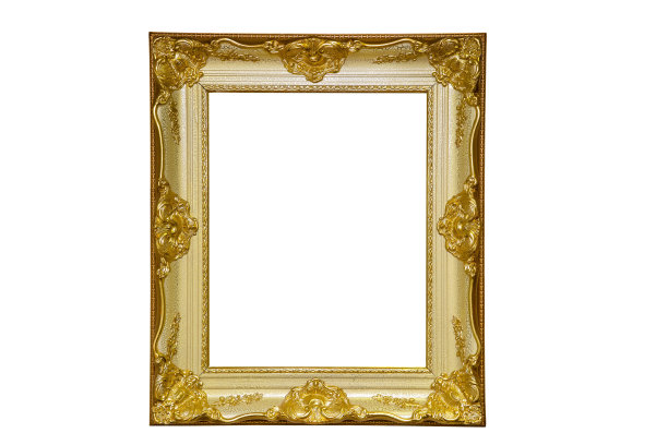 老木古董金色框架孤立在白色背景。保存与剪切路径。图片下载