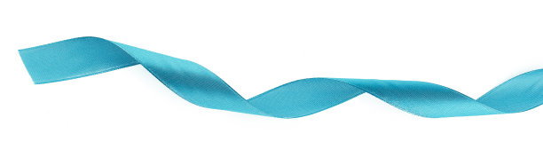 蓝色缎面发光缎带孤立在白色背景上图片下载