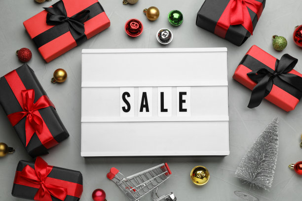 平铺构图与字出售在灰色背景图片下载