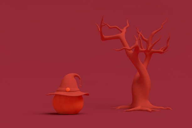 万圣节的3D南瓜和空的产品展台，讲台，展览图片下载