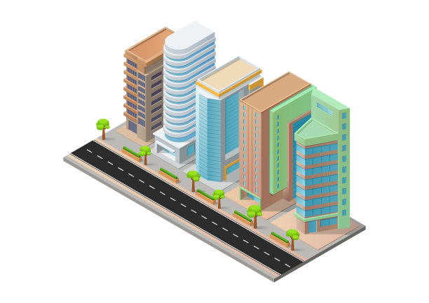 等距城市现代建筑图片下载