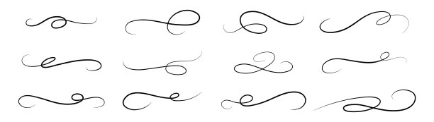 书法嗖嗖的尾巴设置，下划线标记笔画。运动标志排版元素。发短信是为了写字母。矢量图图片下载