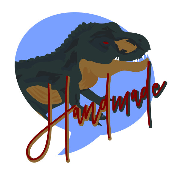 恐龙与手工字。雷克斯暴龙标志，贴纸。独家产品证书。图片下载