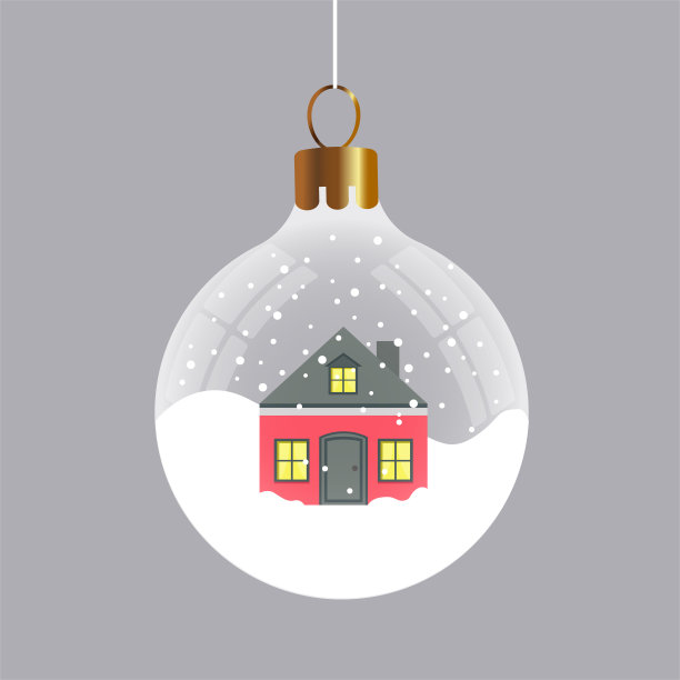 房子雪花球图片下载