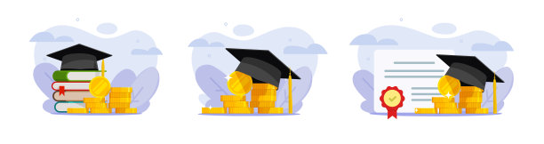 助学金证明为教育学费矢量或学院奖学金专业资格报销、大学学习现金学分补助、学术经费费用、毕业预算图片下载