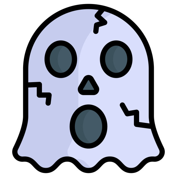 万圣节幽灵矢量彩色线图标图片下载