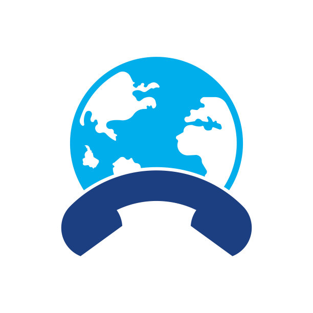 呼叫和全球图标。带有手机矢量标志的地球仪图片下载