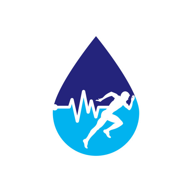 跑步的人与线心电图心跳图标。图片下载
