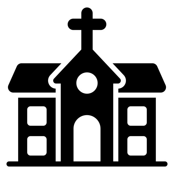 教堂建筑矢量字形图标图片下载