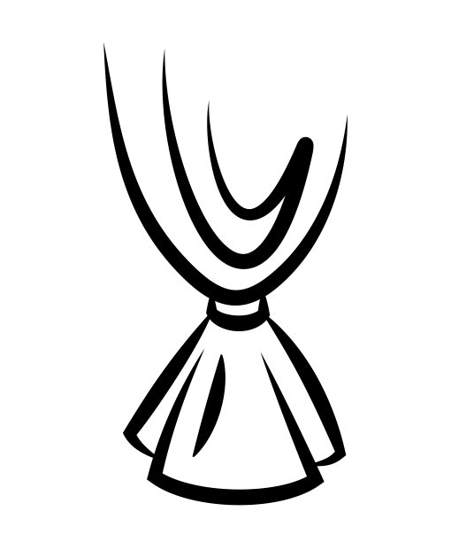 窗帘素描向量。窗帘标识细线条。室内纺织品。百叶窗用的布料。装饰图片下载