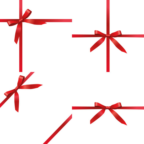 矢量集红色礼品包装装饰丝带孤立在白色背景图片下载
