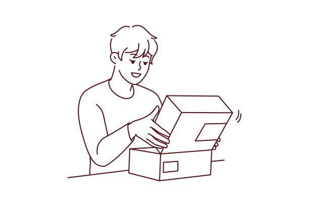 兴奋的男子打开邮包图片下载