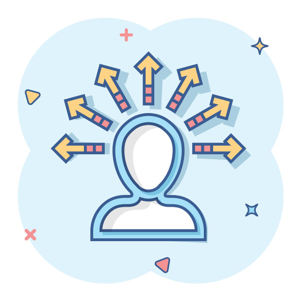 漫画风格的意识图标。想法人矢量卡通插图在白色孤立的背景。客户大脑商业概念飞溅效应。图片下载