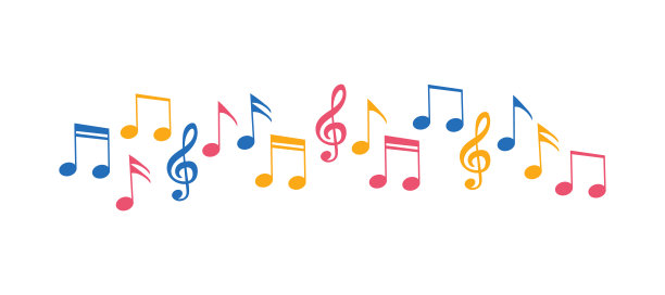 音符图案线。不同节日的装饰元素。音乐边界线，节日设计装饰。图片下载