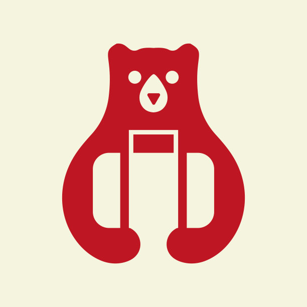 旅行袋熊标志负空间矢量模板。熊抱奖杯标志图片下载