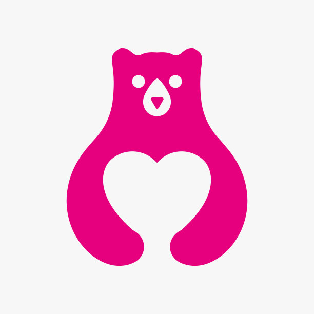 初始熊心标志负空间矢量模板。抱熊爱的象征图片下载