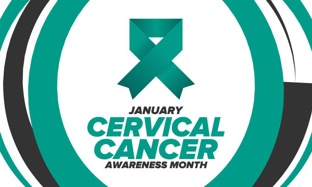 子宫颈癌关注月。每年1月庆祝。医疗保健的女人。女孩团结。癌症预防。女性疾病。医疗保健的概念。海报，横幅和背景。向量图片下载