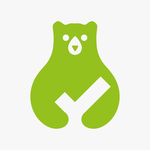 熊方格标志标志负空间矢量模板。熊抱Tik标志符号图片下载