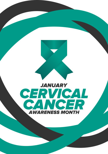 子宫颈癌关注月。每年1月庆祝。医疗保健的女人。女孩团结。癌症预防。女性疾病。医疗保健的概念。海报，横幅和背景。向量图片下载