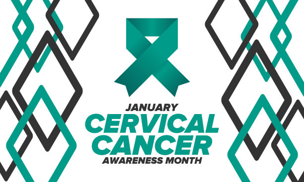 子宫颈癌关注月。每年1月庆祝。医疗保健的女人。女孩团结。癌症预防。女性疾病。医疗保健的概念。海报，横幅和背景。向量图片下载