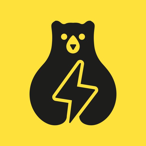 初始Bear Power Logo负空间矢量模板。熊抱粗体符号图片下载