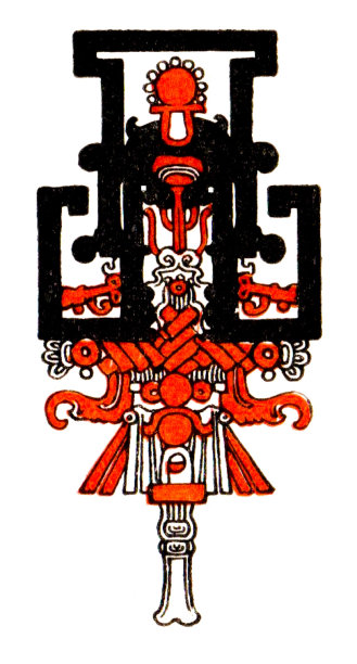 字母A代表阿兹特克人，象形文字，彩色图像图片下载