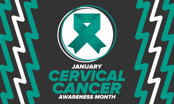 子宫颈癌关注月。每年1月庆祝。医疗保健的女人。女孩团结。癌症预防。女性疾病。医疗保健的概念。海报，横幅和背景。向量图片下载