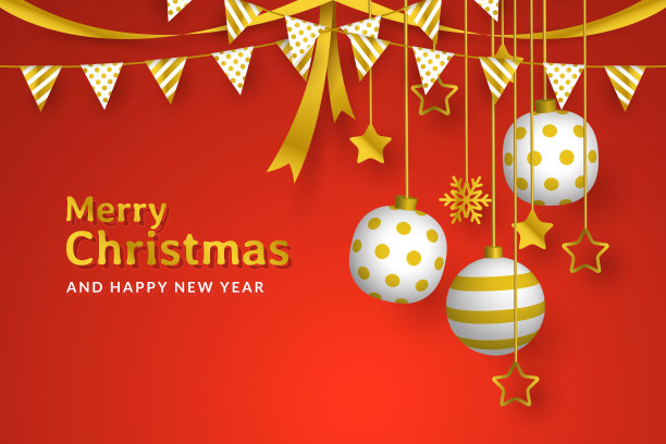 圣诞背景与悬挂装饰设计矢量图形图片下载