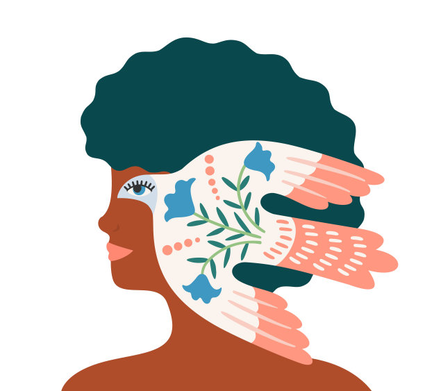 女人和和平鸽。向量孤立的插图。元素为卡片，海报，传单和其他图片下载