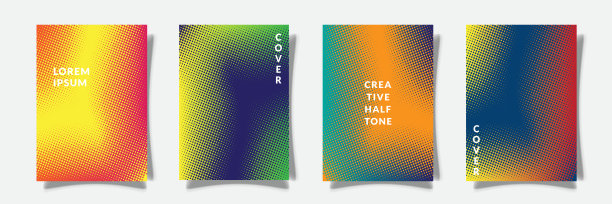 彩色抽象半色调封面纹理背景模板设计集集合向量图片下载