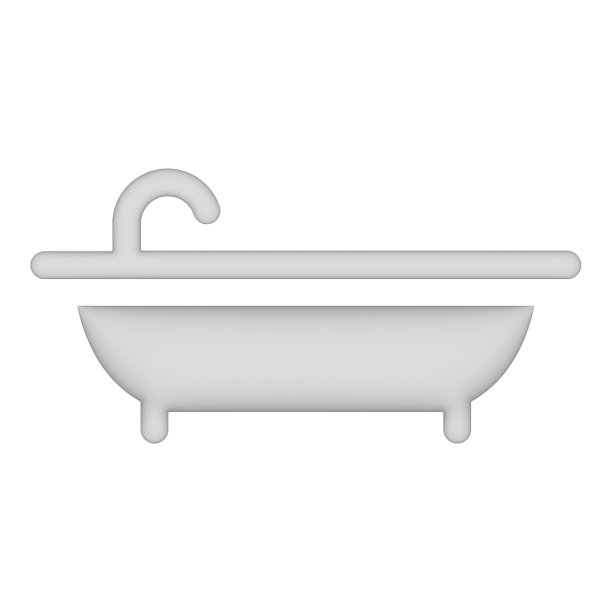 浴缸图标3d按钮符号图片下载