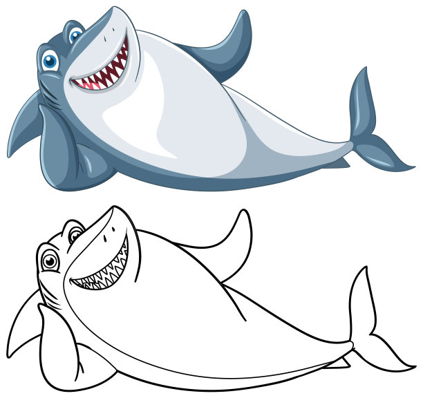 给鲨鱼画个动物形象图片下载