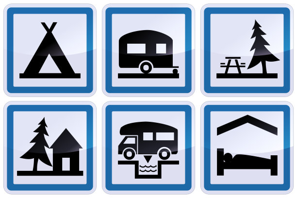 露营信息标志的收集(金属反射)图片下载
