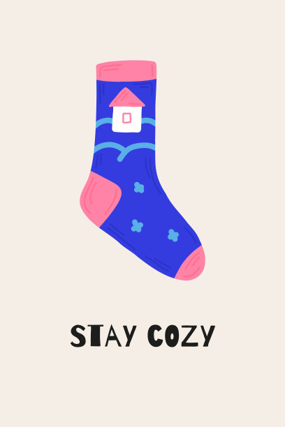 新年贺卡与圣诞袜和报价!在孤立的背景上手绘风格。明信片，邀请函，海报，海报。图片下载