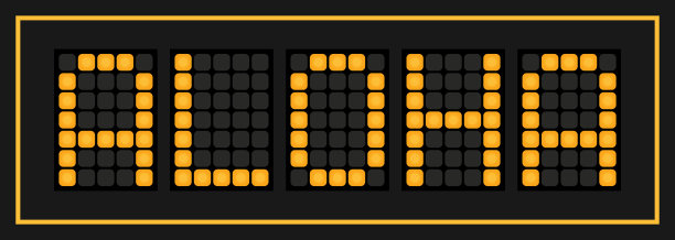 在黑色的背景上，橙色的字体是aloha图片下载