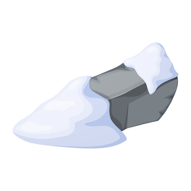 雪中的灰色石头或岩石破碎的卡通岩石和雪堆。卡通的悬崖和雪堆。冰河时代。图片下载