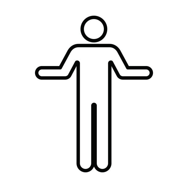 男子张开双臂图标矢量男子举起双手的符号在象形文字象形文字插图图片下载