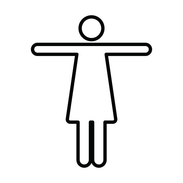 女性张开双臂图标矢量女性高举双手的符号在象形文字象形文字插图图片下载