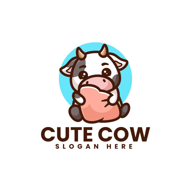 矢量插图可爱的牛吉祥物卡通风格。图片下载