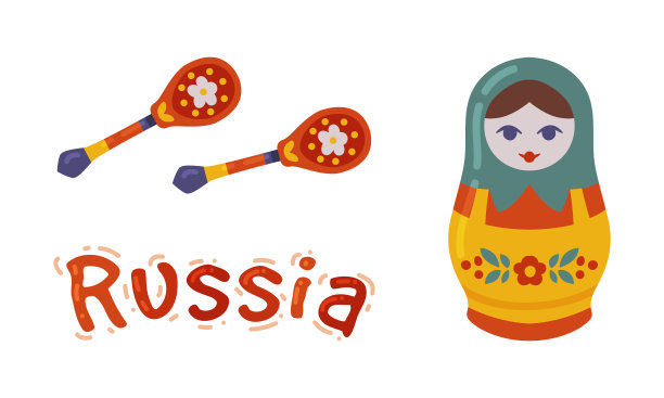 俄罗斯套娃或套娃和彩绘勺子图片下载