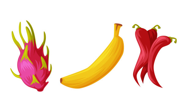 火龙果香蕉和泰国辣椒图片下载