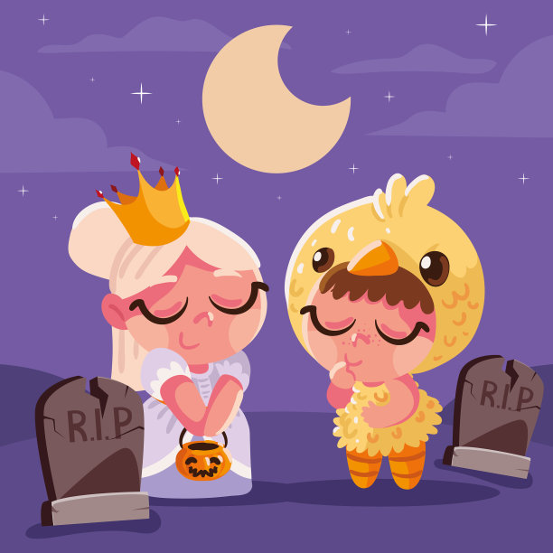 孩子们穿着万圣节的服装图片下载