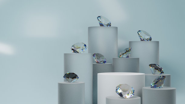 白色台座或镶嵌水晶钻石的台座，产品展示空台座，3d效果图图片下载