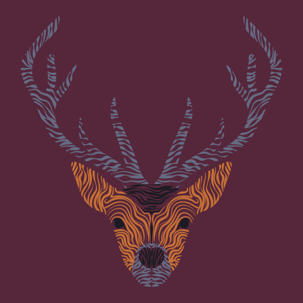 标志与鹿在现代风格的背景。矢量插图。创造性的概念。鹿的创意平面设计。图片下载