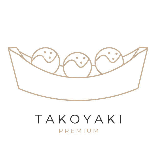 优雅的线条艺术矢量插画日本食物章鱼烧图片下载