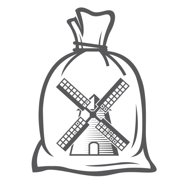 风车和麻袋的插图图片下载