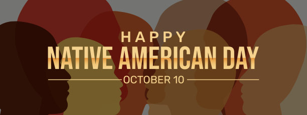 印第安人日横幅墙纸设计与背景中不同的民族形状。流行的美国原住民日背景图片下载