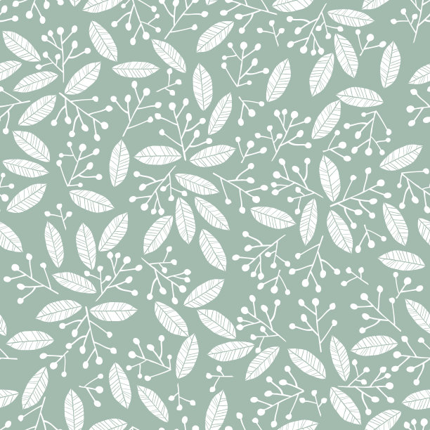 北欧树叶无缝图案：纺织品、壁纸和包装纸设计图片下载