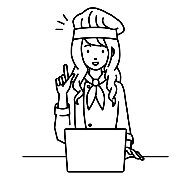 一名妇女在用笔记本电脑做饭，用手指着她的桌子想办法图片下载