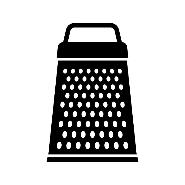 刨丝器图标。黑色的轮廓。正面的看法。矢量简单的平面图形插图。白色背景上的孤立物体。隔离。图片下载